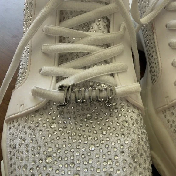 Juicy Couture Y2K White Bling Chunky  Bling Sneakers size 9 - Picture 6 of 12